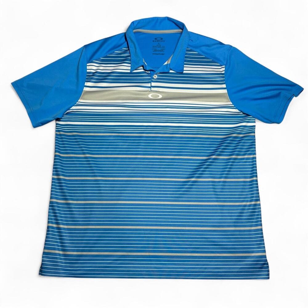 Oakley blue striped polo shirt